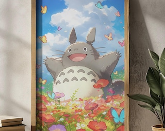 My Neighbor Totoro – Studio Ghibli Anime Poster, Cozy Forest Fantasy Wall Art, Whimsical Nature Aesthetic Print, Cute Anime Decor