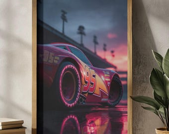 Lightning McQueen – Pixar Cars Poster, Racing Cartoon Wall Art, Speed Movie Print, Kids Room Decor