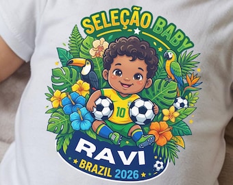 Personalized Brazil Baby Onesie for Soccer Cup 2026, Custom Selecao Infant Bodysuit