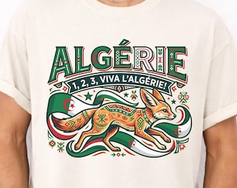 Camiseta de la Copa de Argelia 2026 con diseño de zorro, camiseta con el lema "Viva L'Algerie Pride Match Day"