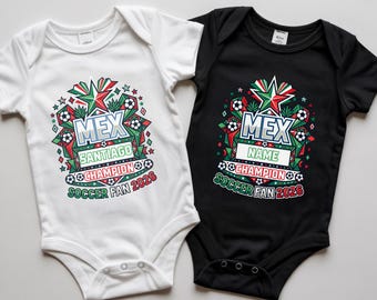 Camiseta familiar a juego personalizada de la selección mexicana de fútbol 2026, body de bebé y camiseta para niños con nombre personalizado para aficionados al fútbol mexicano.