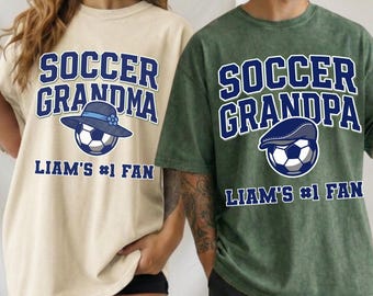 Camiseta personalizada de fútbol para la abuela y camiseta para el abuelo, regalo familiar a juego personalizado para la Copa de Fútbol 2026