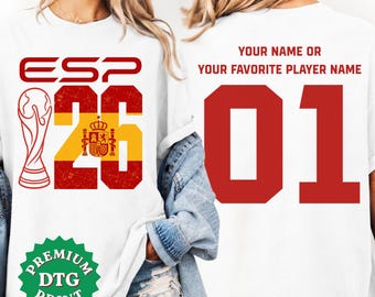 Kundenspezifisches Spanien-Fußball-Trikot, personalisiertes Namens- und Nummernspieltag-T-Shirt, Espana-Flaggen-Fußballtrikot 2026