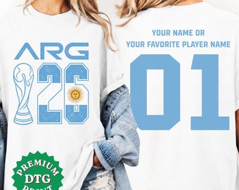 Camiseta de fútbol argentina personalizada, camiseta para el día del partido con diseño de la bandera argentina para 2026.