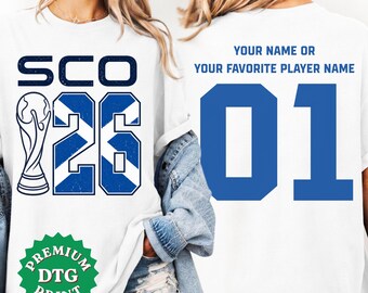 Custom Scotland Soccer Cup Jersey T-Shirt, Personalized Match Day Tee with Scottish Flag Design for 2026