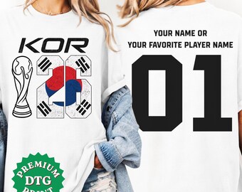 Custom South Korea Soccer Jersey T-Shirt, Personalized Match Day Tee with South Korea Flag Design for 2026