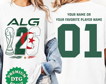 Custom Algeria Soccer Cup Jersey T-Shirt, Personalized Match Day Tee with Algeria Flag Design for 2026