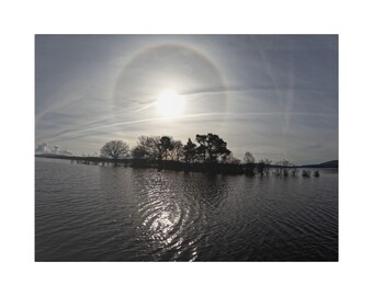 Ellanderroch Island Solar Halo Canvas | Loch Lomond Rare Atmospheric Phenomenon | Scottish Wall Art Print