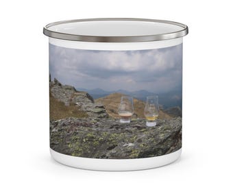 Scottish Enamel Camping Mug | Walk Clean Walk Far Walk Well | Highland Whisky Gift | Legendary Adventures Scotland