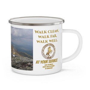 Scottish Enamel Camping Mug | Walk Clean Walk Far Walk Well | Highland Whisky Gift | Legendary Adventures Scotland image 2