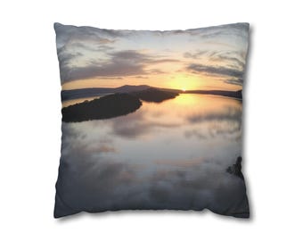 Loch Lomond Sunset Pillowcase | Scottish Highland Throw Cushion Cover | Square Polyester Canvas | Sofa Bedroom Decor