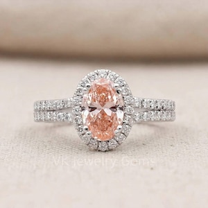 1.04 ct Rosa Oval Labrador gewachsen Hal Diamondo Ring, Brautschmuck