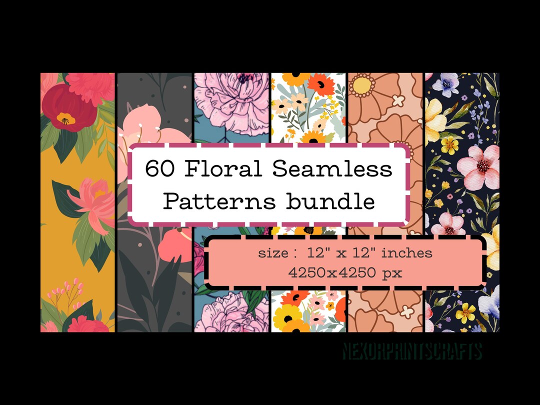 60 Floral Seamless Patterns Bundle, Watercolor Floral Digital Papers - Etsy