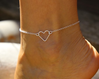 Silver Heart Anklet