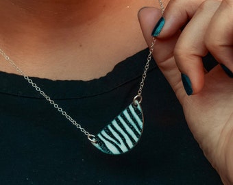 African jewellery inspired zebra print necklace in enamel