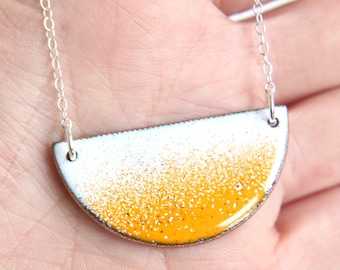 Sunset Enamel Necklace in Yellow & White ombré
