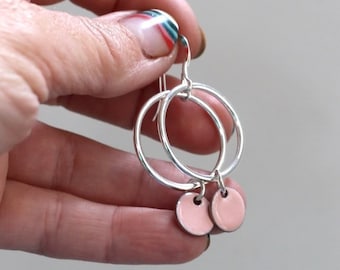 Big hoop earrings with enamel discs