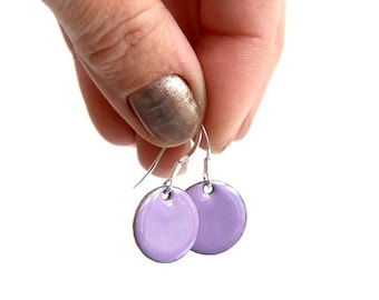 Parma Violet Earrings - lilac sweetie earrings made from enamel on copper