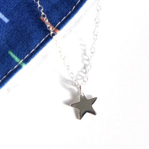 Silver star Necklace, 925 sterling silver small solid star necklace image 2