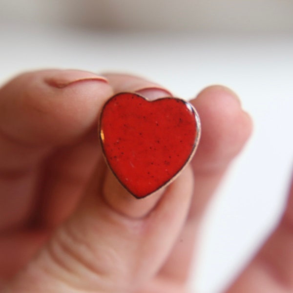 Heart Brooch Red Enamel badge