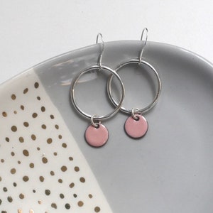 Big hoop earrings with enamel discs image 3