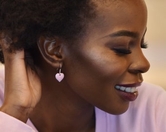 Pink Heart Earrings enamel