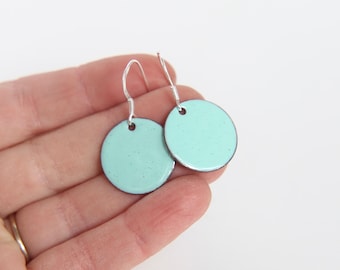 Big Colourful Earrings, Enamel, copper & silver big disc earrings