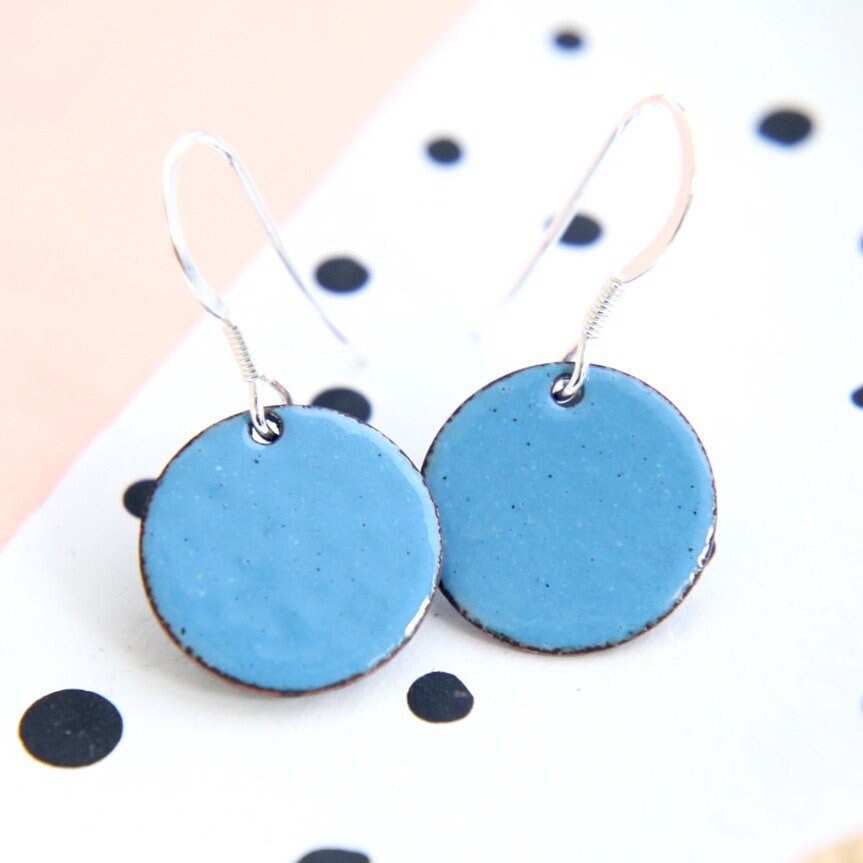 Orecchini pavone in smalto blu