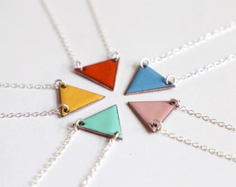 Enamel Triangle Necklace available in 16 custom colour choices