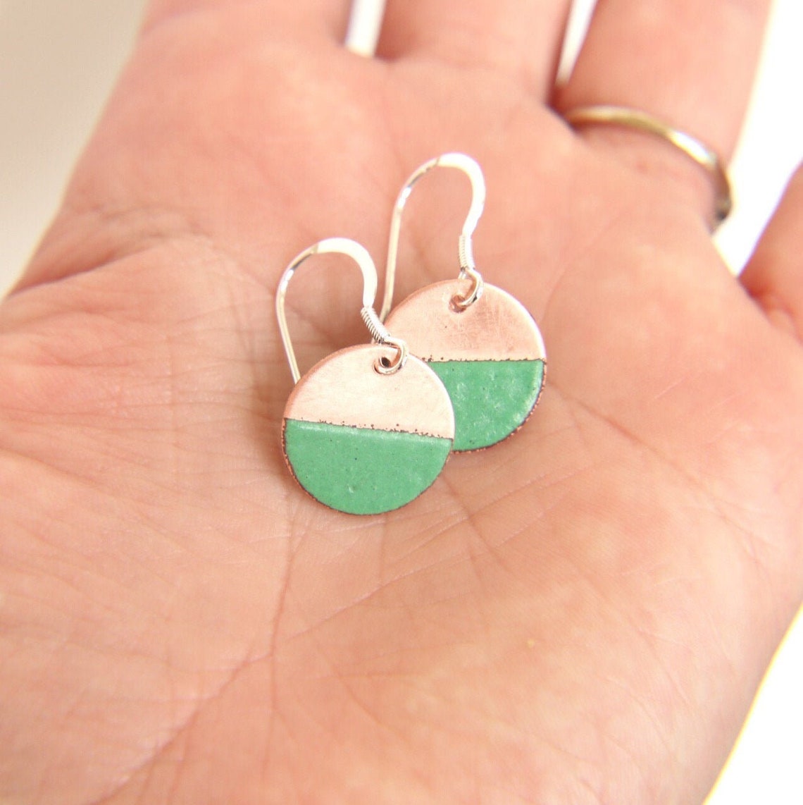 Copper Wedding Anniversary Gift for Her Green & Copper Round Etsy UK