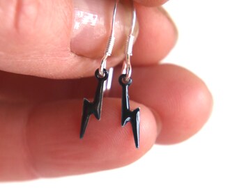 Silver Lightning Bolt earrings with enamel