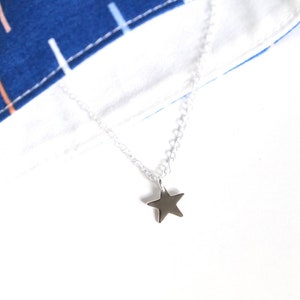 Silver star Necklace, 925 sterling silver small solid star necklace image 6