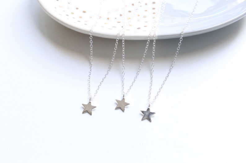 Silver star Necklace, 925 sterling silver small solid star necklace image 5