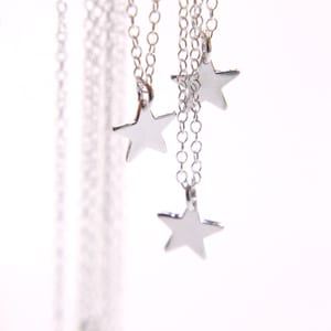 Silver star Necklace, 925 sterling silver small solid star necklace image 1