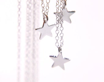 Silver star Necklace, 925 sterling silver small solid star necklace