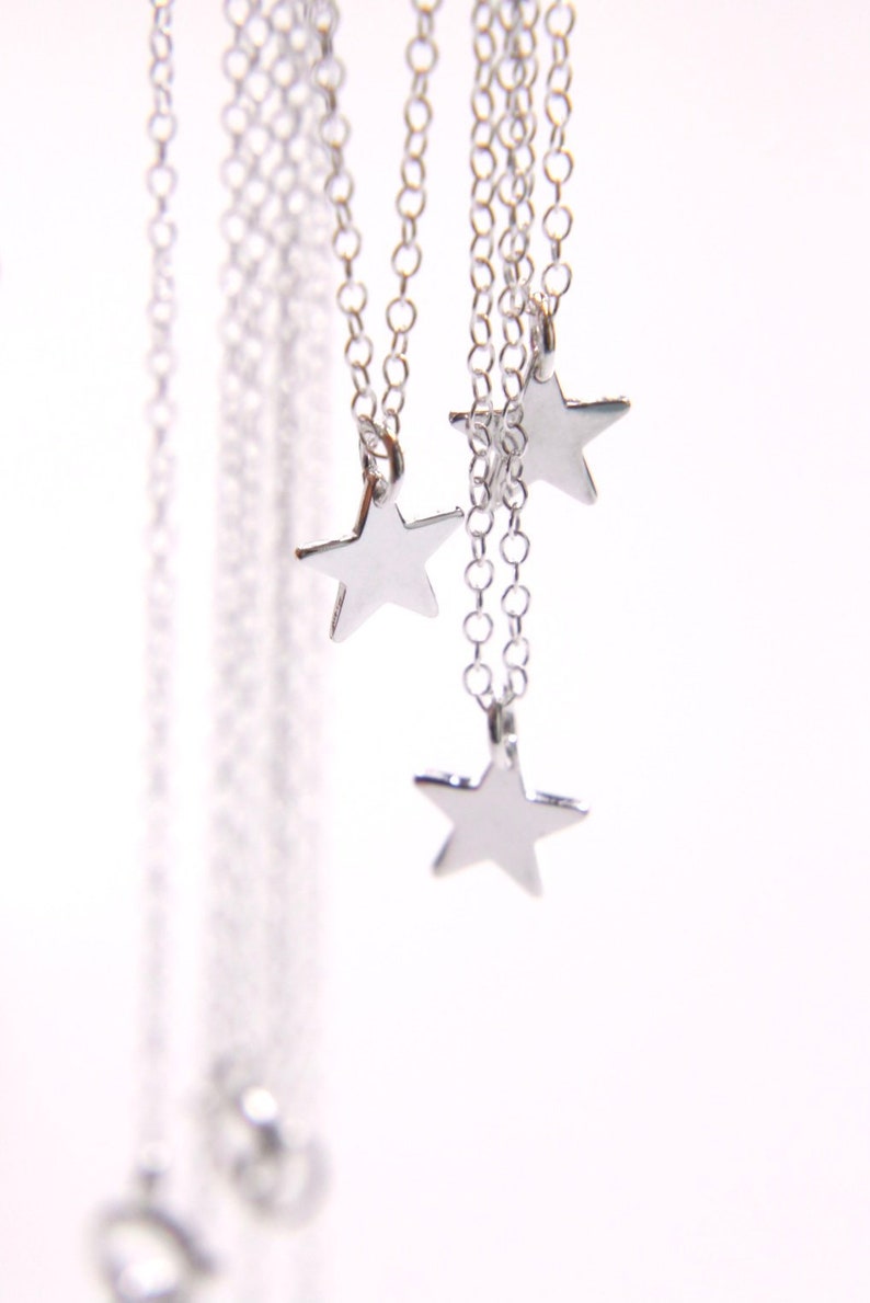 Silver star Necklace, 925 sterling silver small solid star necklace image 1