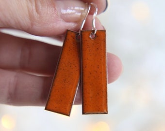 Big orange earrings rectangular