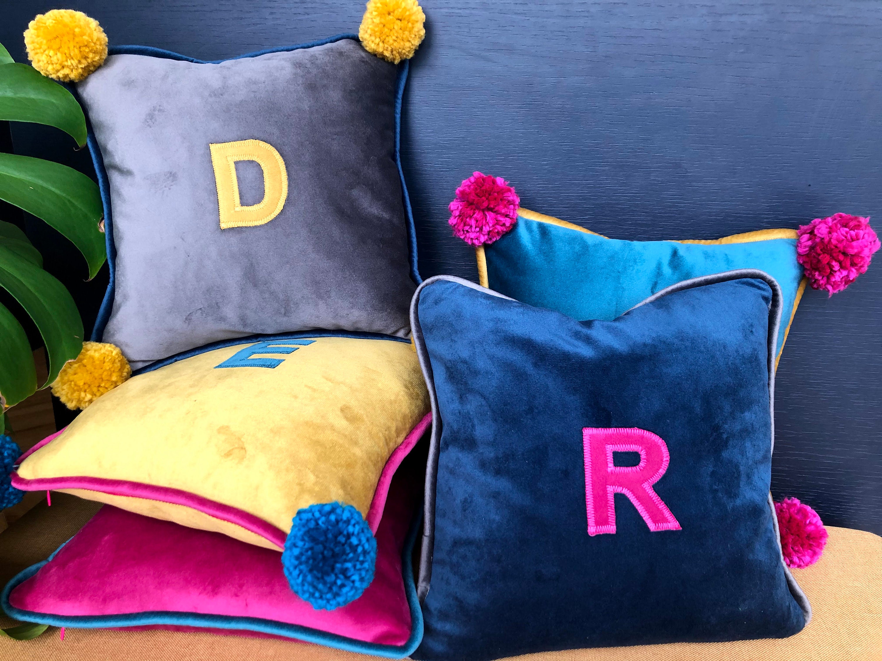 personalised initial cushions