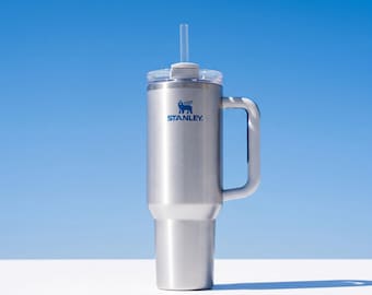 Stanley Style 40oz Tumbler Silver Titanium Metallic, Father's Day Gift, Graduation Gift Him, Durable Insulated Water Bottle Handle and Straw