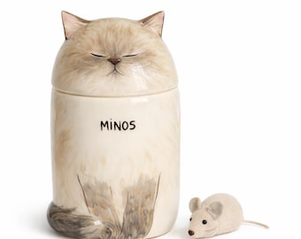 Custom Cat Portrait Cremation Urn ,with Name or without Name,Personalized Pottery Pet, Special Memory.