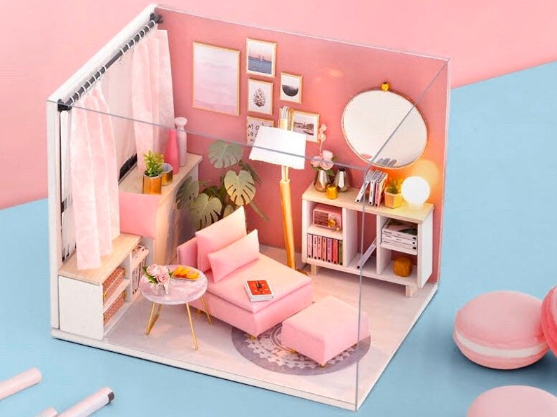 DIY Living Room Kit Wooden Dollhouse Kit Modern Design Etsy