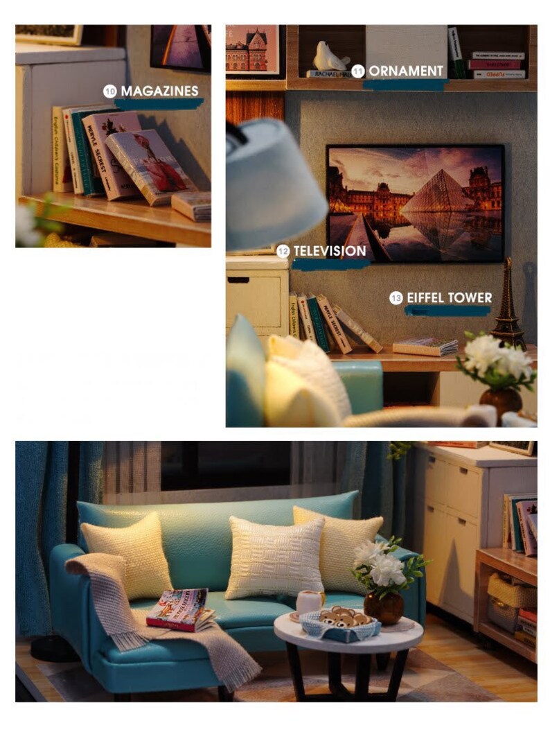 DIY Living Room Kit Wooden Dollhouse Kit Modern Design Etsy