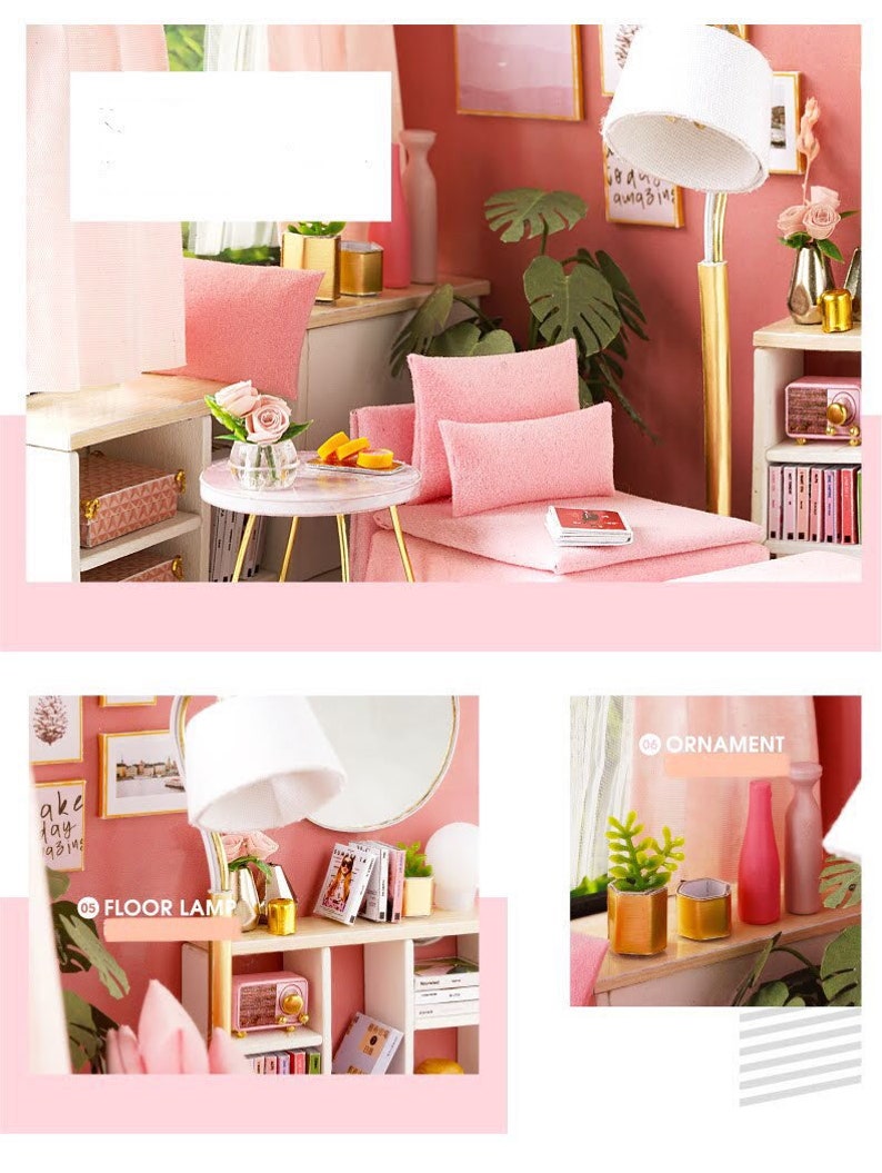 DIY Living Room Kit Wooden Dollhouse Kit Modern Design Etsy