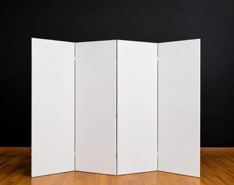 Niedriger faltbarer Raumteiler, weißer Druckbildschirm, moderne Sichtschutz, Büroteiler, Leinwand