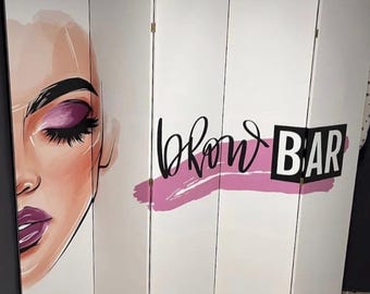 Brow Bar Room Divider, Makeup Artist Folding Screen, Beauty Salon Decor
