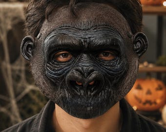 Czarna maska goryla, realistyczny kostium naczelnego, strój na karnawał Halloween