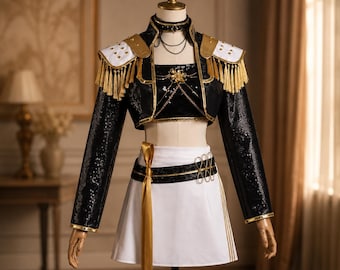 KPop Demon Hunters Lina Cosplay Costume Set Czarno-złoty strój na Halloween i Boże Narodzenie