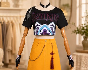 Genshin Impact Xinyan Cosplay Costume Set with Wig Halloween Outfit Birthday Gift