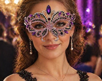 Strass Schmetterling Halbgesichtsmaske, venezianische Kristall Maskerade Kostümzubehör