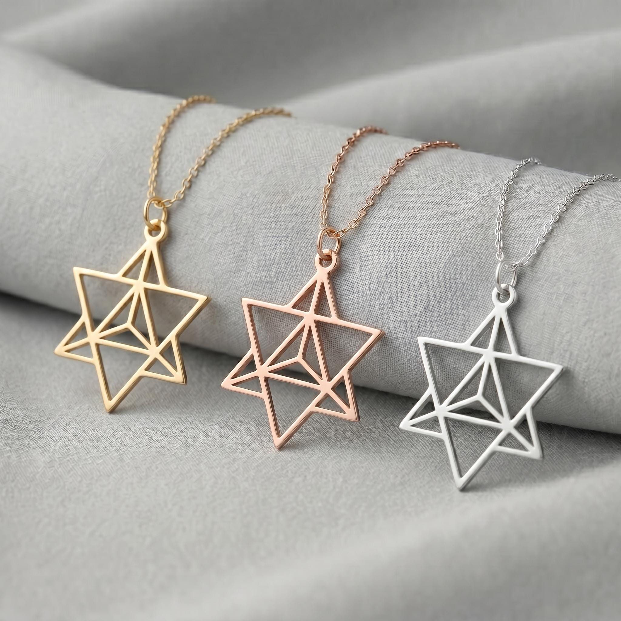 【サイズオーダー】Soul Star Markaba リング〈マカバスターリング 14K Solid Gold Merkaba Star Necklace: Balance and Protection